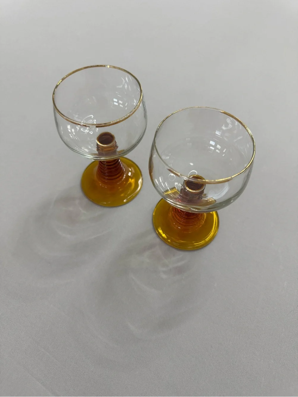 Vintage Luminarc France Amber Beehive Bourbon Cocktail Wine Glasses Set of 2
